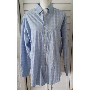 Ralph Lauren Yarmouth Cotton men's plaid button down shirt blue‎ yellow 16 34/35